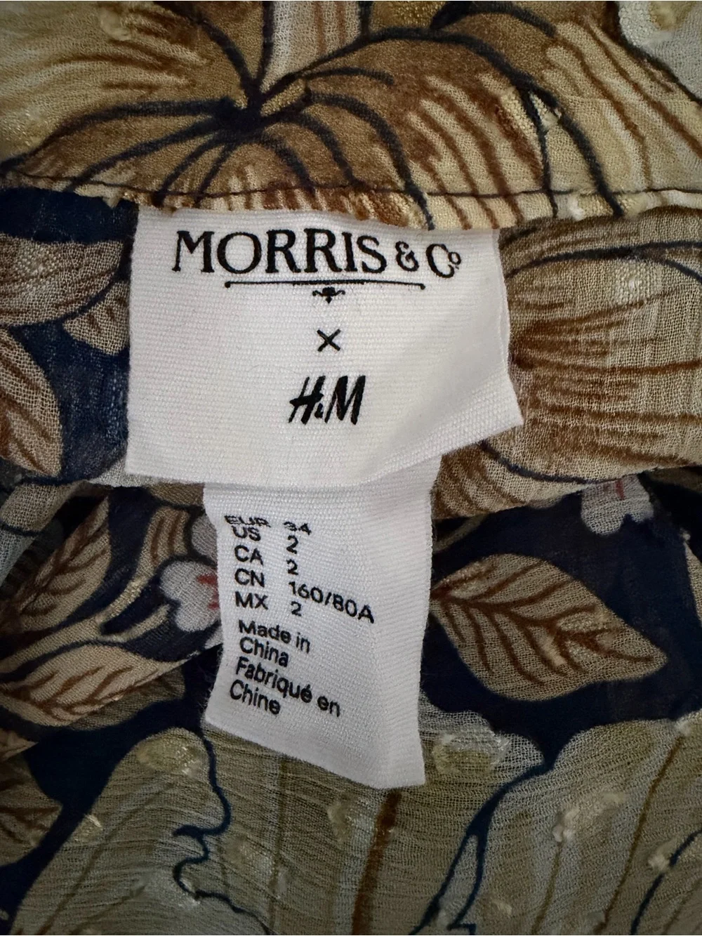 H&M / Morris & Co., Floral Tiered Long Sleeve Maxi Dress in Navy and Gold - Picture 5 of 6